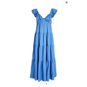 English Factory Blue Ruffle Sleeve Maxi Dress